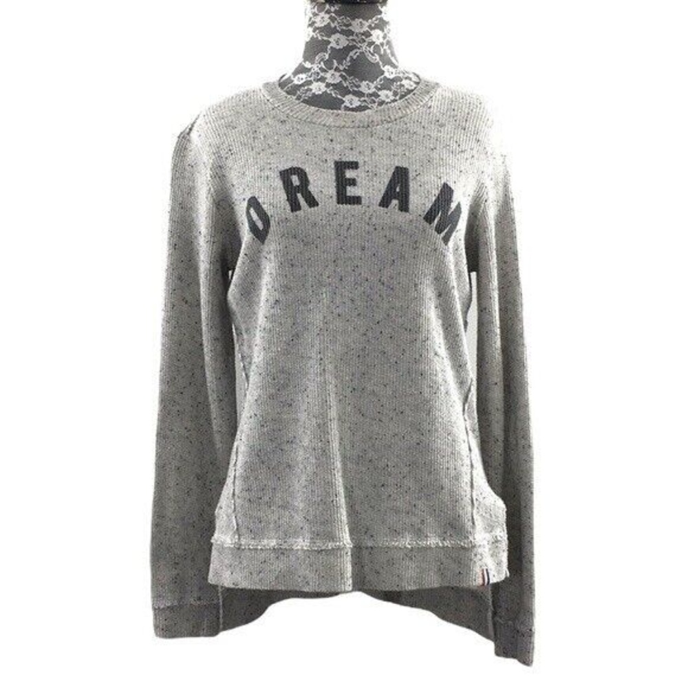 Sol Angeles Gray Black Waffle‎ Knit Sweatshirt Womens XS Dream Graphic Pullover